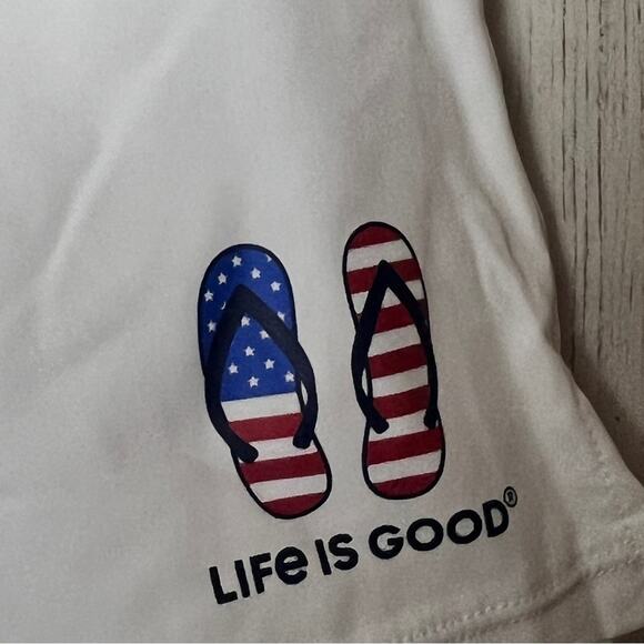 Life Is Good White Summer Style Drawstring American Flag Sandals Graphic Sz L - Picture 9 of 15
